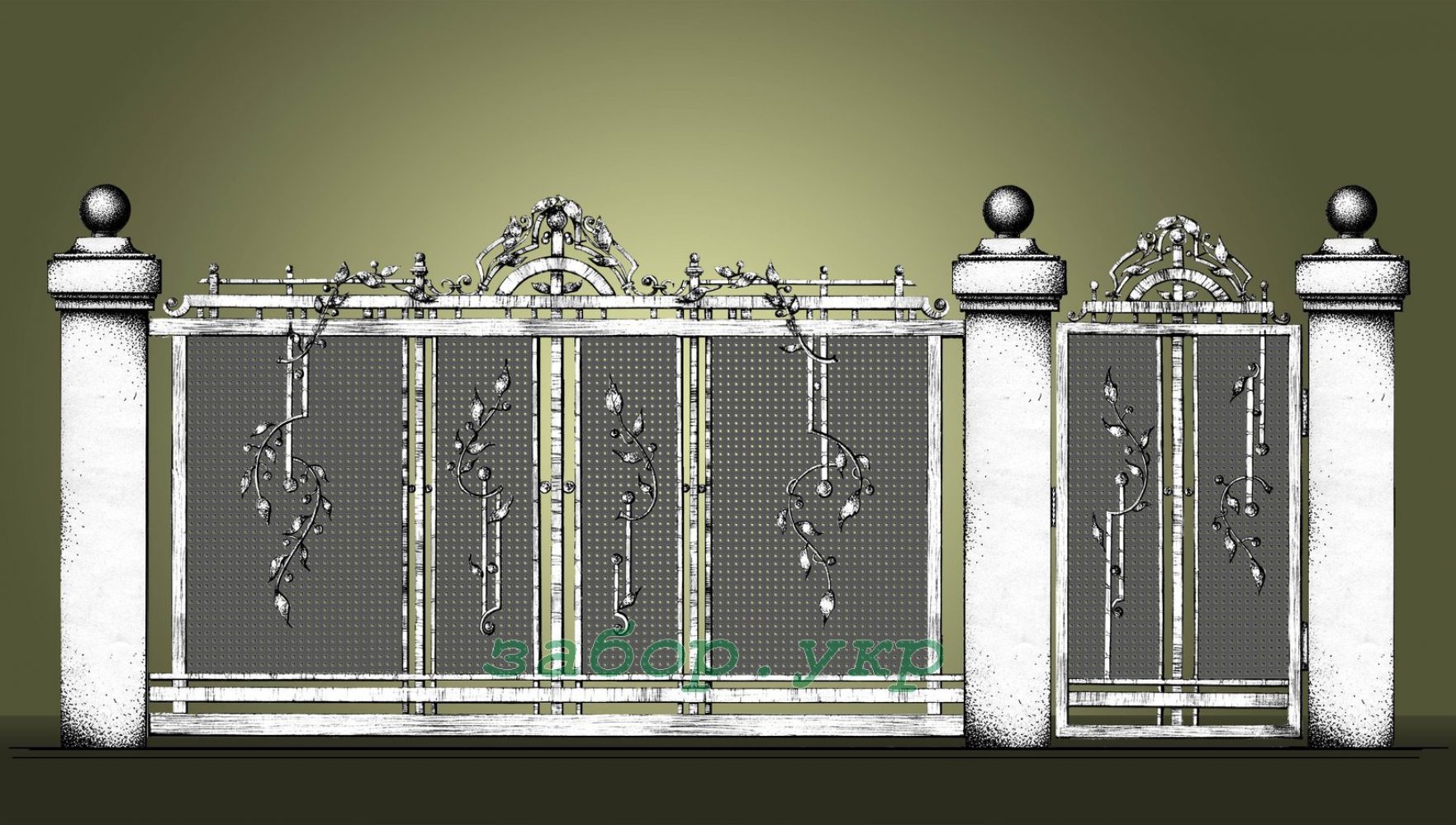 кованые ворота и калитка