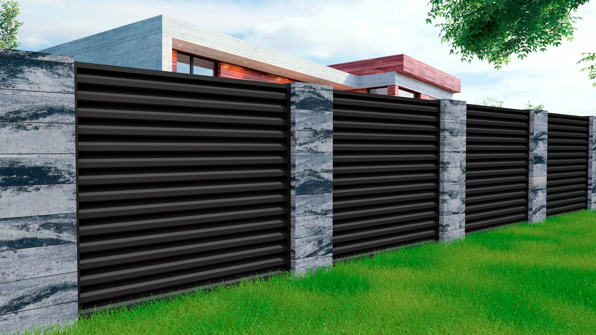 Красивый забор серого цвета Нейт МА-2134