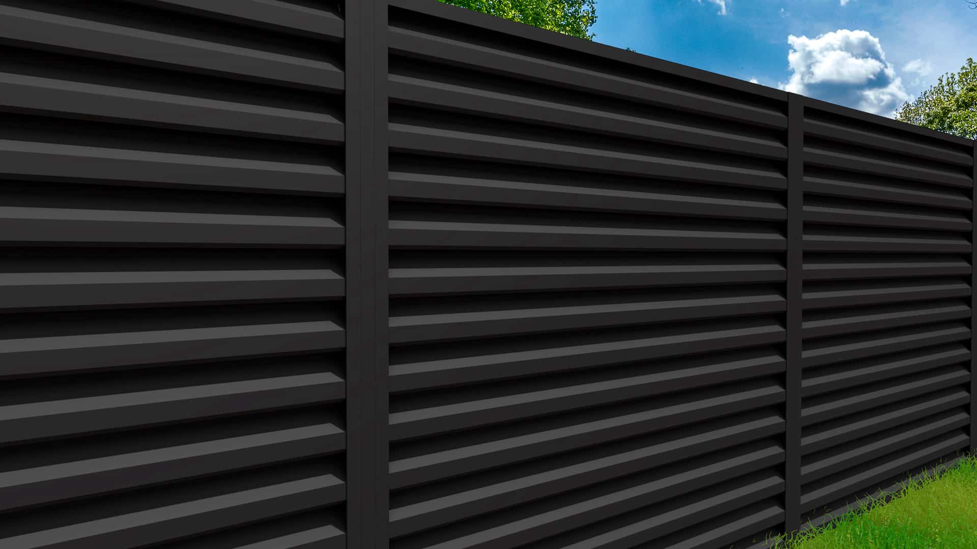 серый графитовый забор из металлических жалюзи НЕЙТ МА-2104